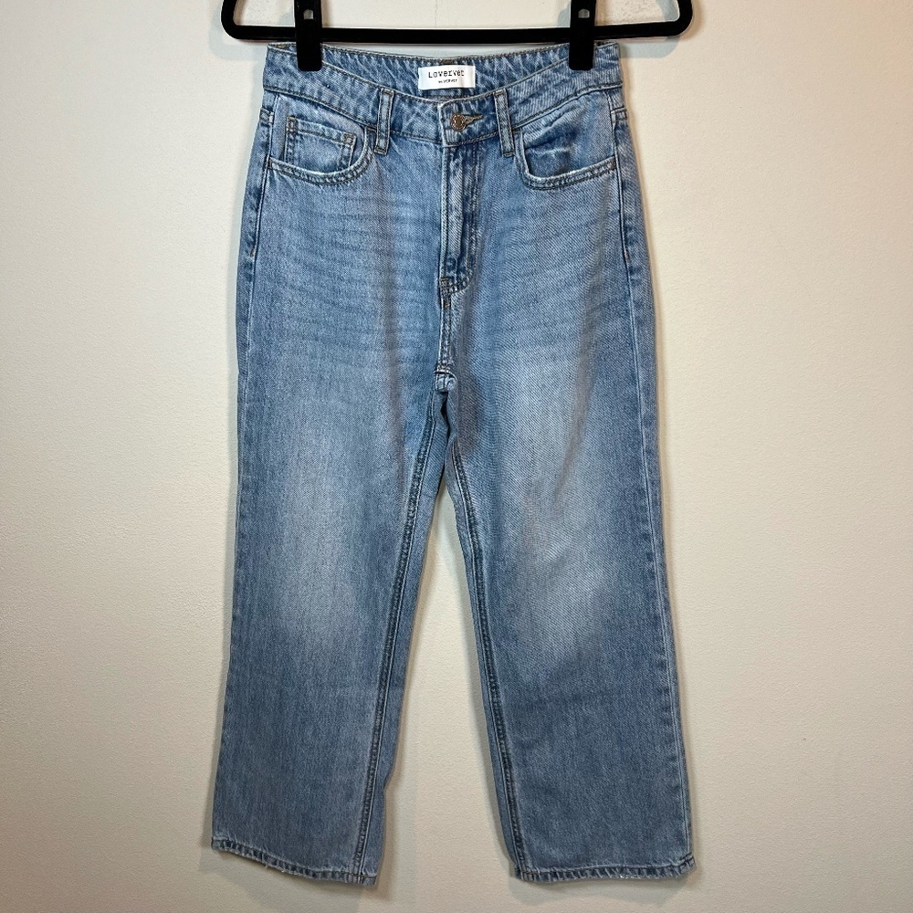 Lovervet by Vervet High Rise Crop Dad Jeans Light Wash Denim Causal Modern 25x26